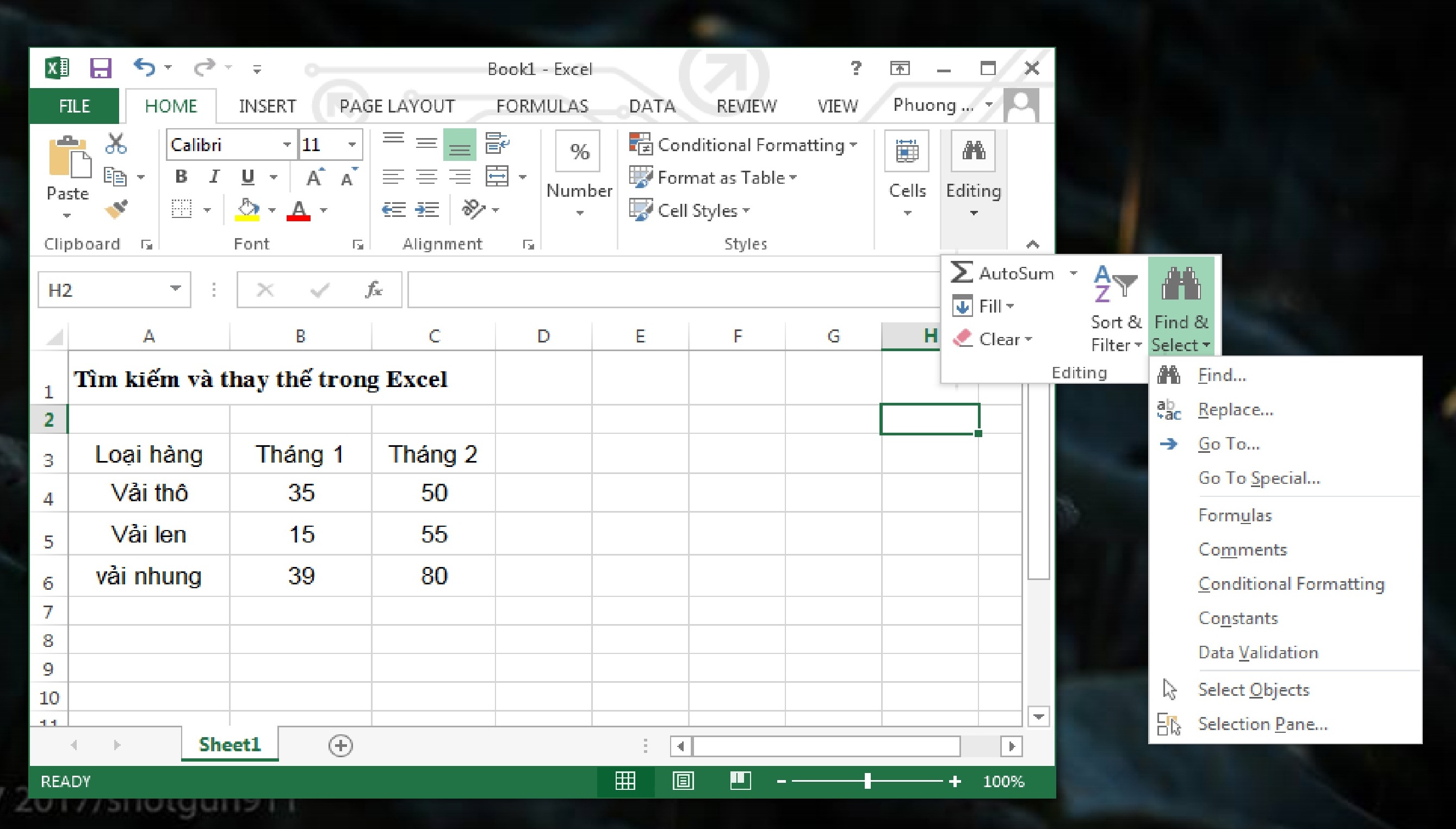 Sử dụng chức năng Find và Replace trong Excel Sử dụng chức năng Find và Replace trong Excel