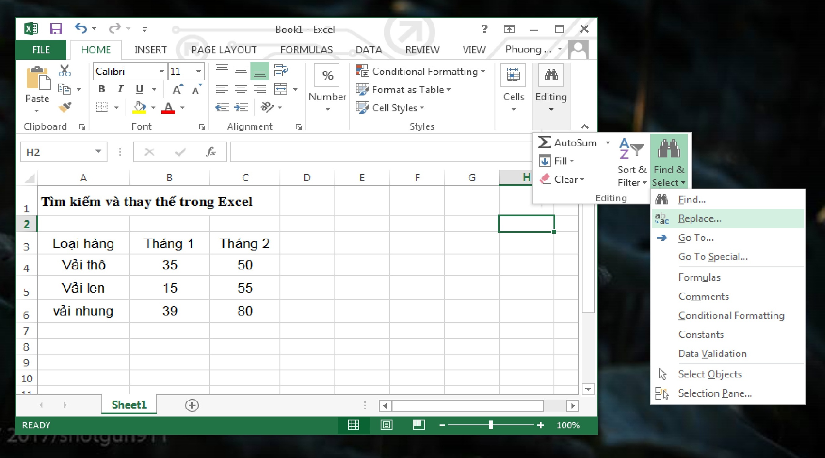 Sử dụng chức năng Find và Replace trong Excel Sử dụng chức năng Find và Replace trong Excel