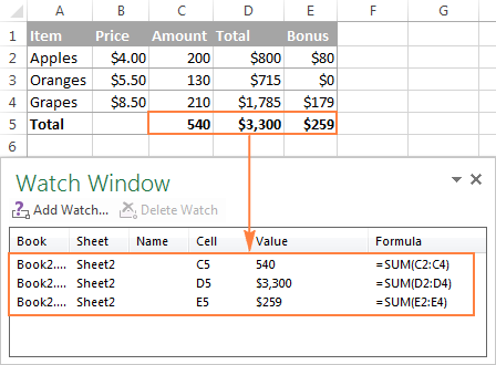 Giám sát công thức trong Excel và kết quả của chúng (Watch Window) Giám sát công thức trong Excel và kết quả của chúng (Watch Window)